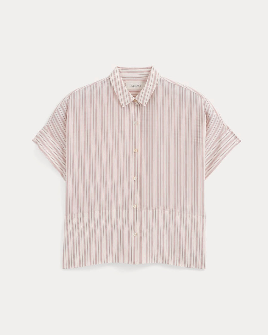 The Boxy Shirt in Washable Silk | Bone / Rose