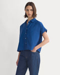 Scalloped-Collar Square Shirt | Estate Blue