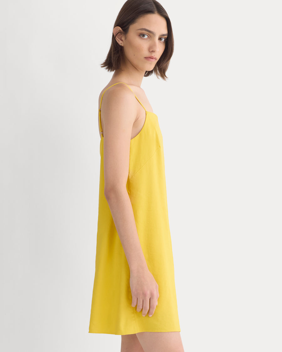 Mini Shift Dress in Stretch Linen | Passion Fruit