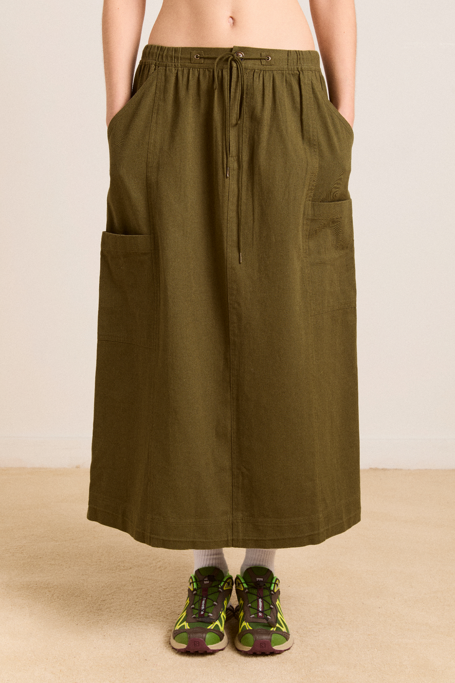Vika Utility Midi Skirt - Olive