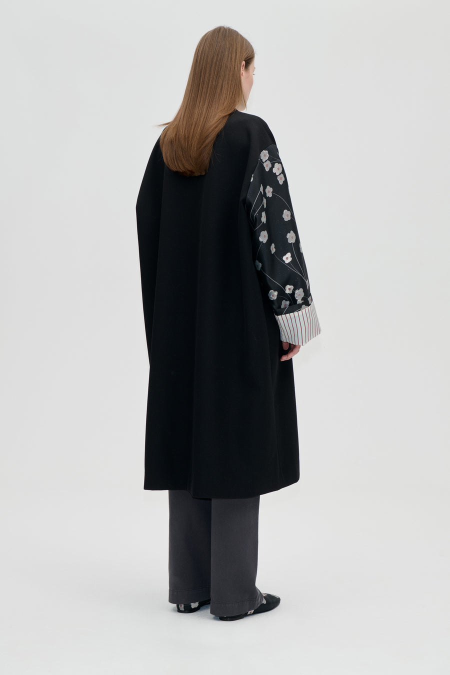 Bell Sleeve Coat - Bouquet In Pieces