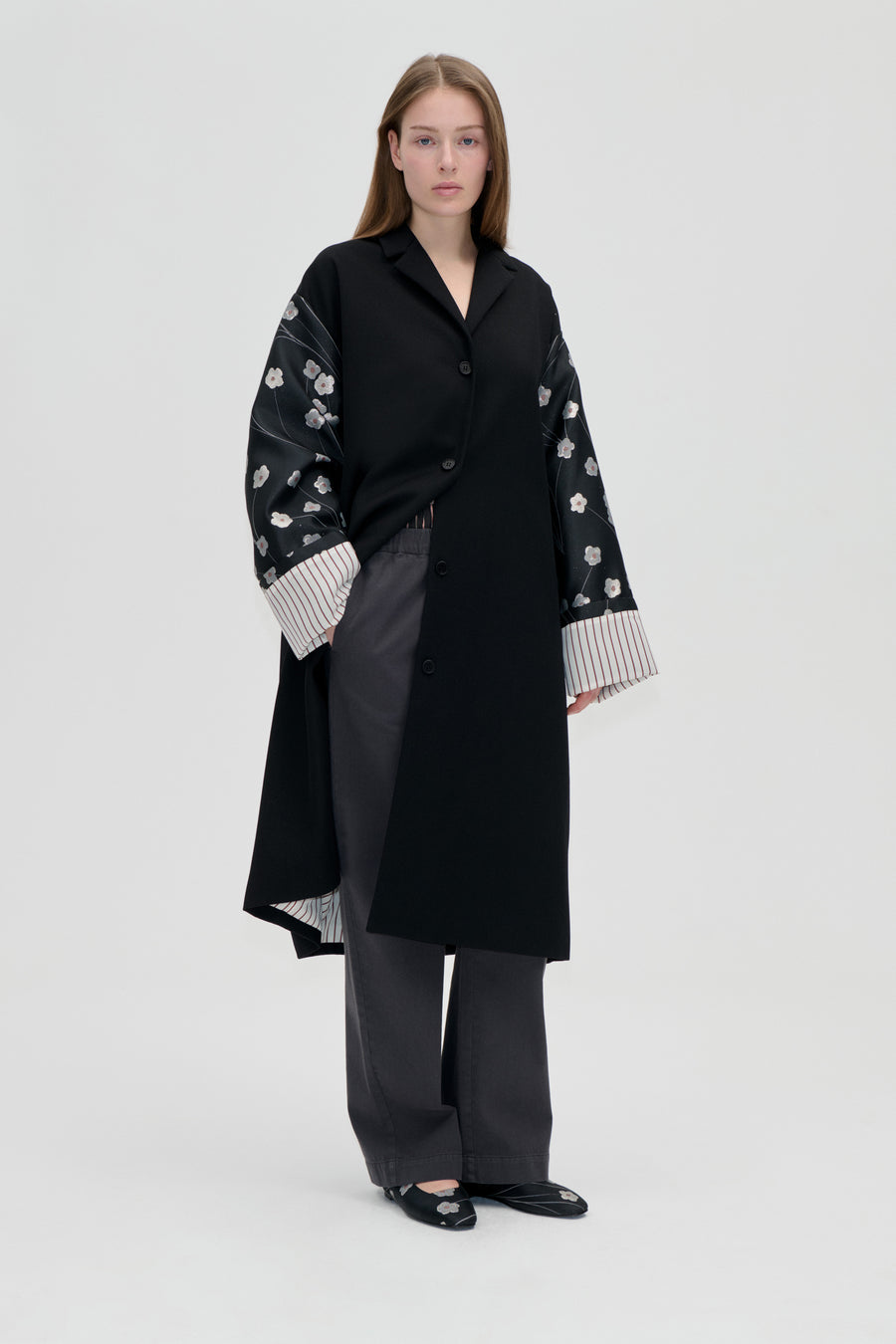 Bell Sleeve Coat - Bouquet In Pieces
