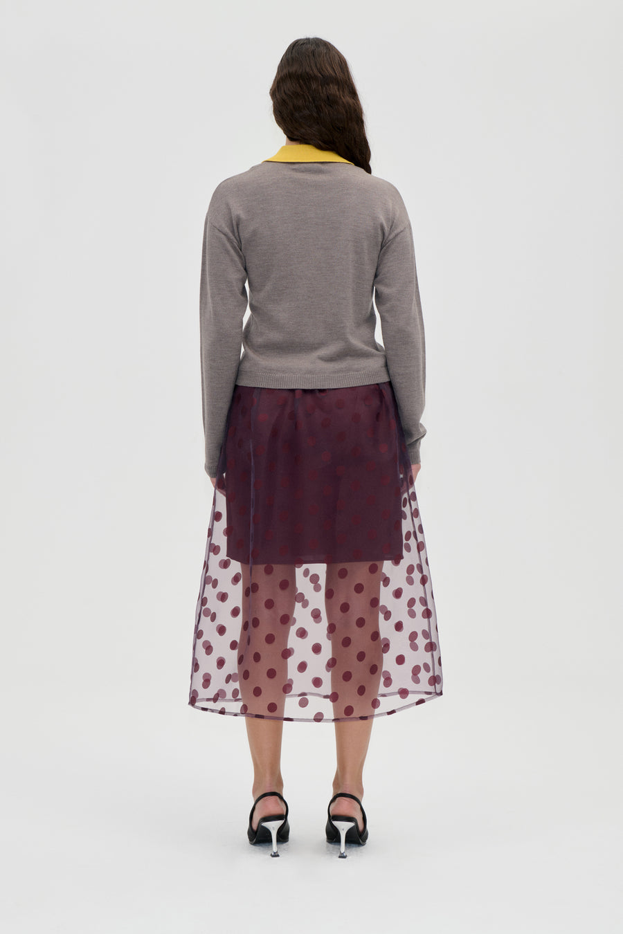 Elasticated Waistband Midi Skirt - Polka