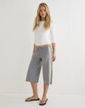 Mino Capri Trouser in Grey with Lemon Yellow Binding