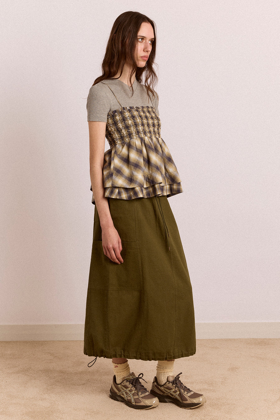 Vika Utility Midi Skirt - Olive
