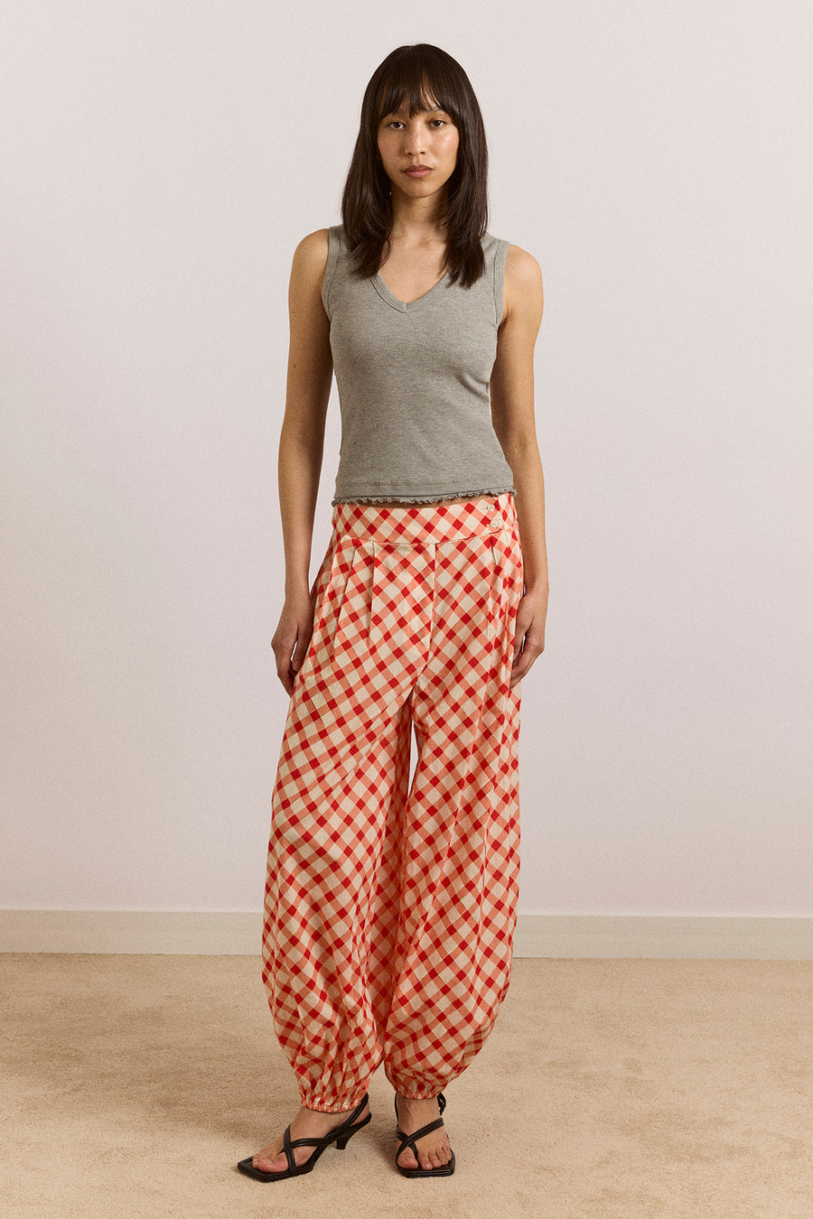 Fernanda Sheer Trousers - Red Gingham