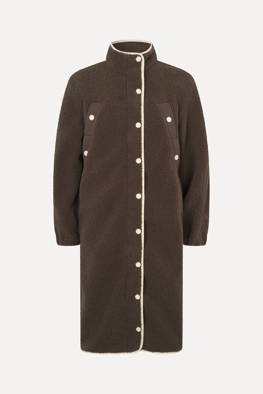 Long Fleece Coat - Dark Oak