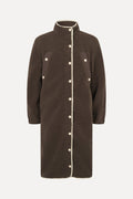 Long Fleece Coat - Dark Oak