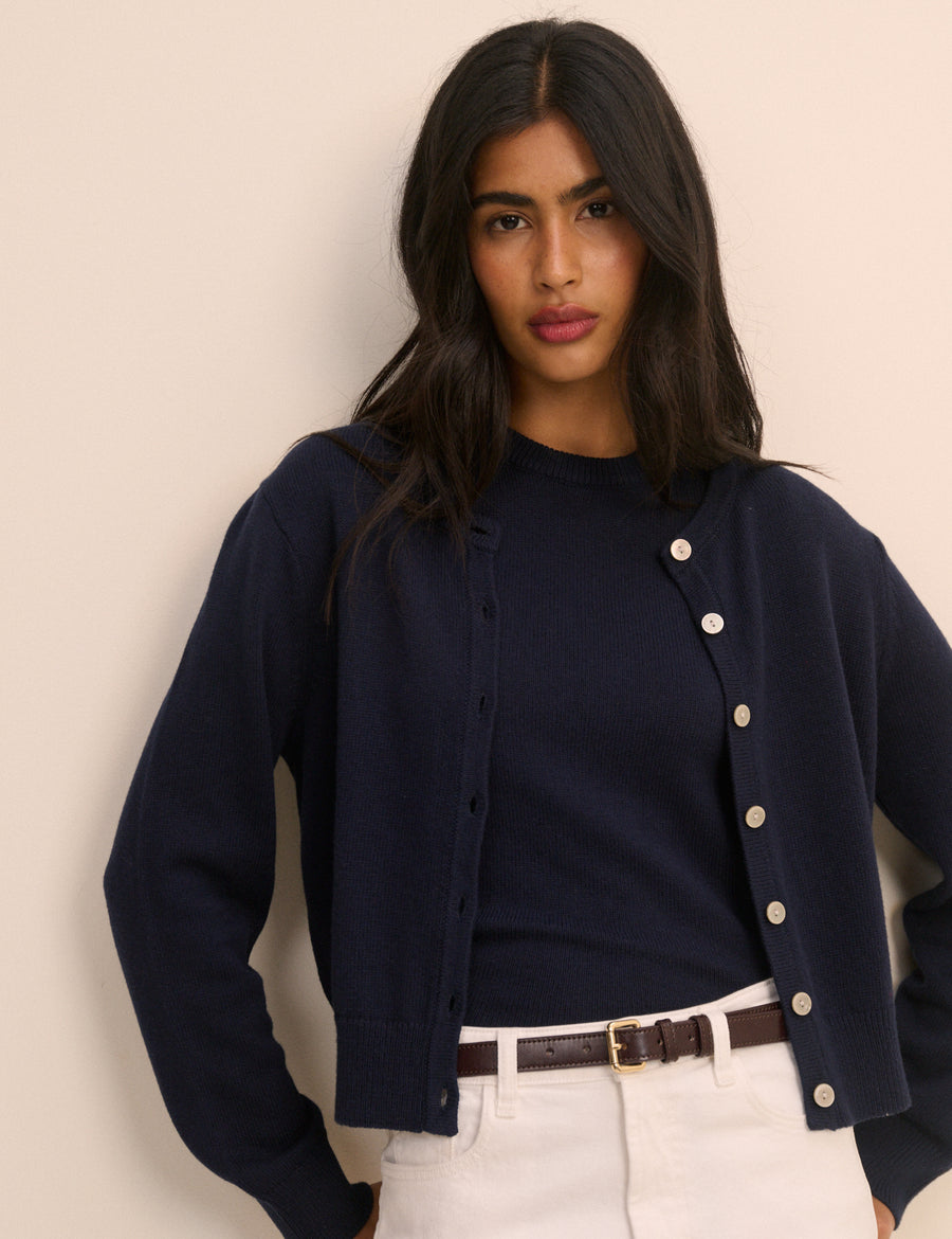 Navy Crew Neck Cardigan