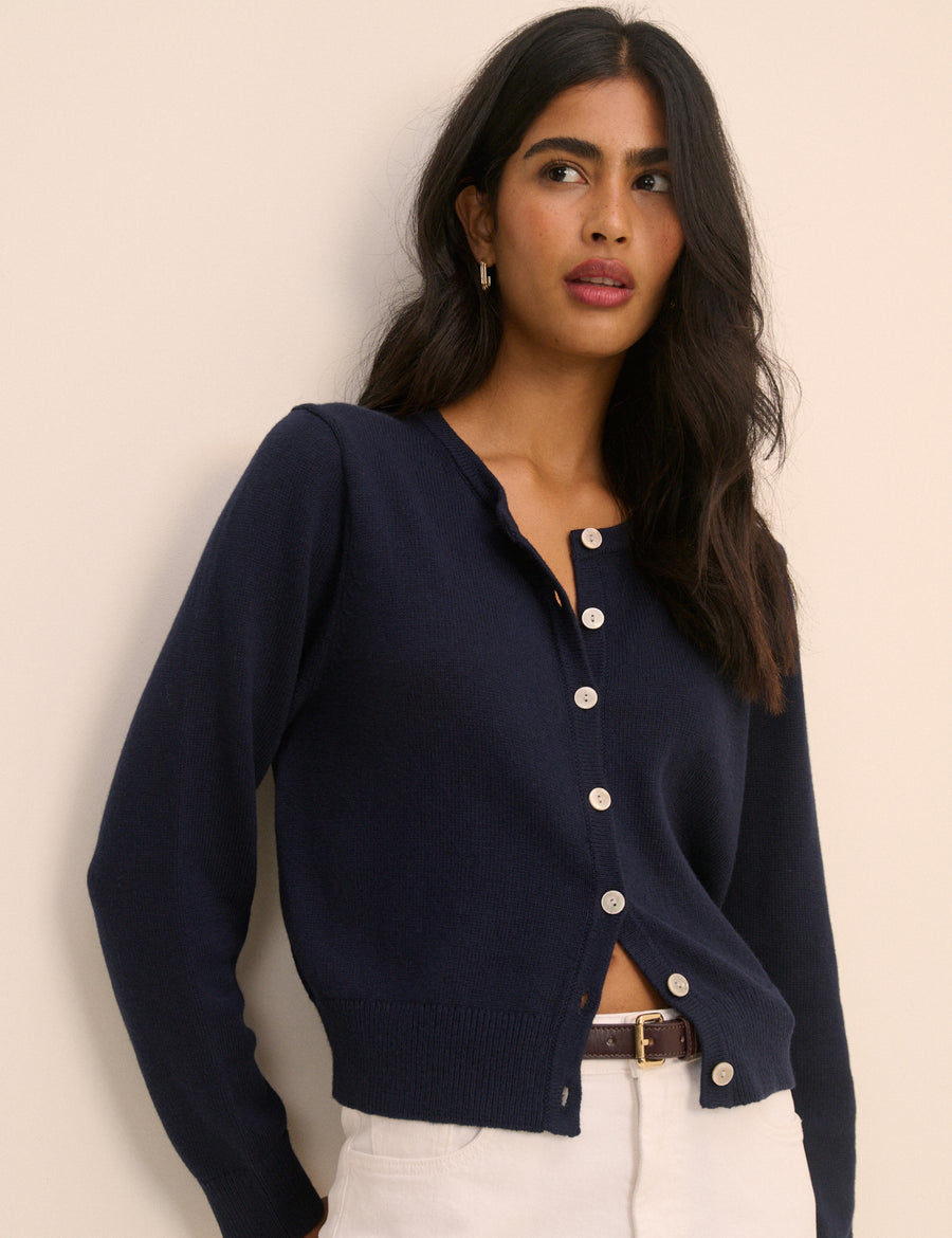 Navy Crew Neck Cardigan