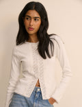 White Broderie Trim Cardigan
