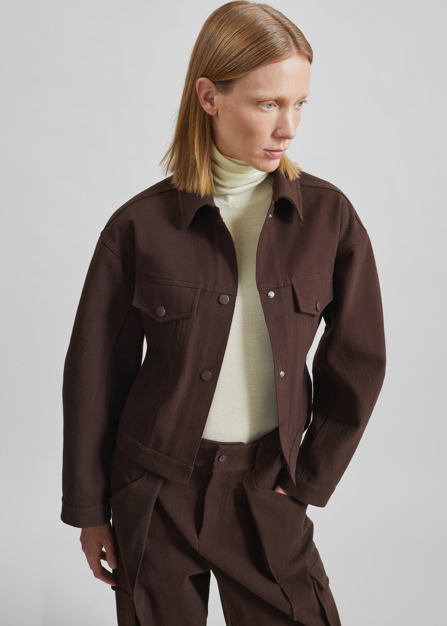 Oslo Cotton Cinched Jacket - Brown