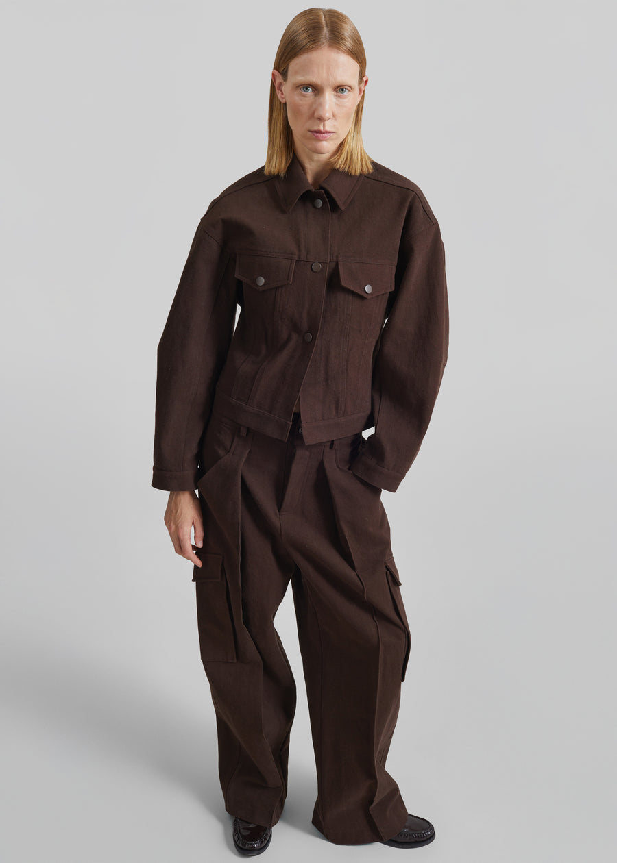 Oslo Cotton Cinched Jacket - Brown