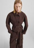 Oslo Cotton Cinched Jacket - Brown