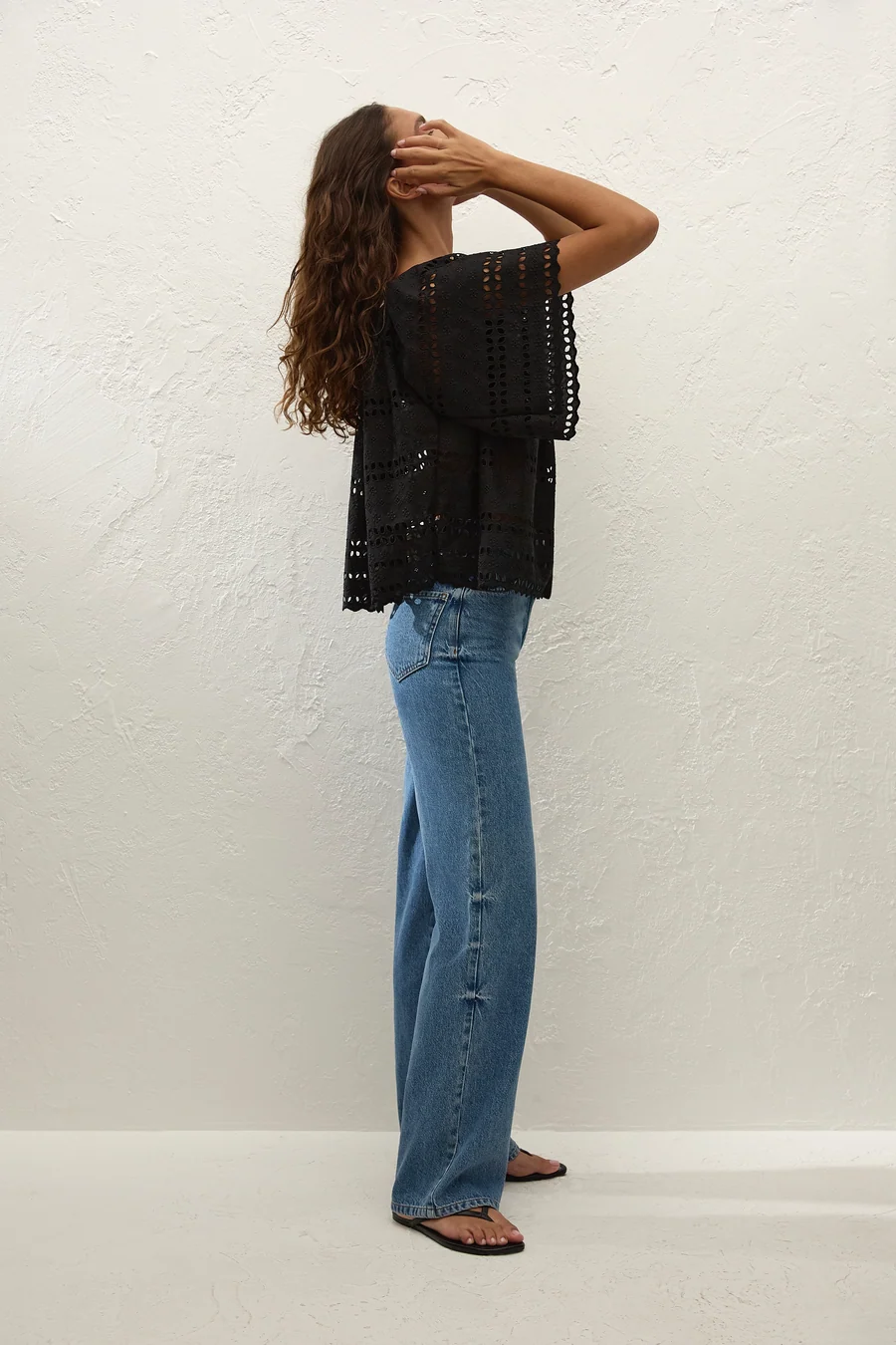 Mitla Top Rosa Broderie Black - Final Sale