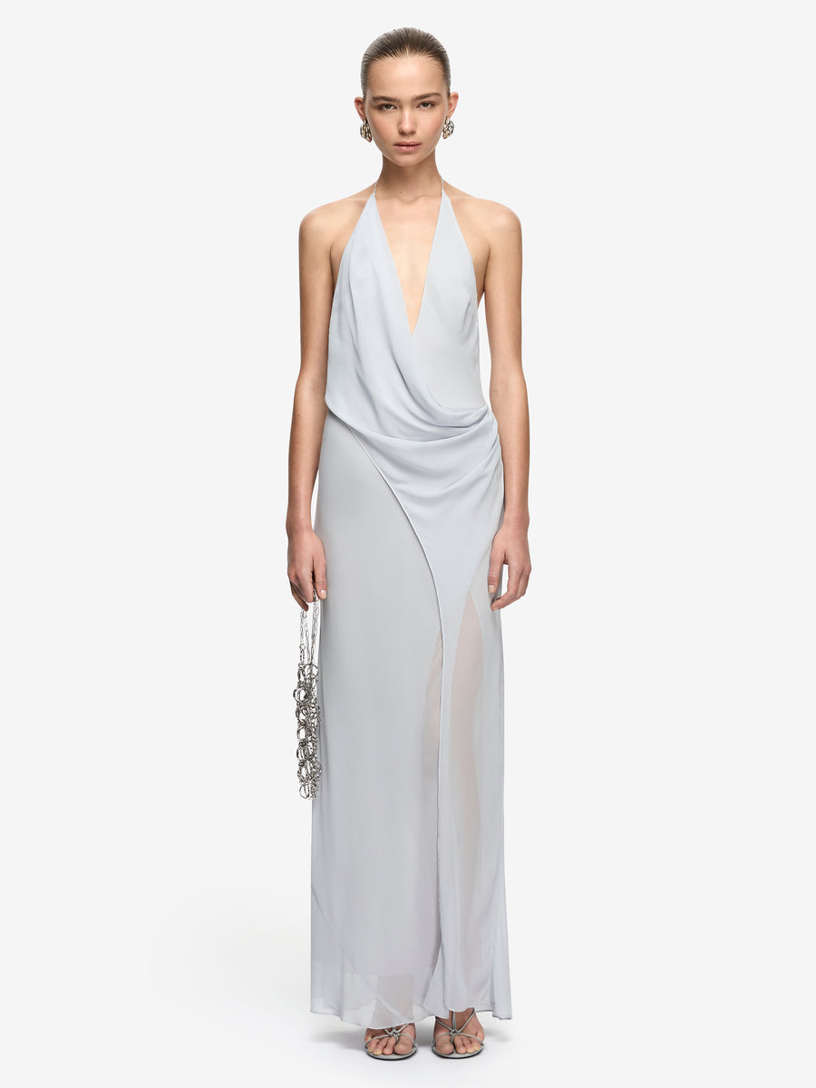 SABRINA DRAPE MAXI DRESS - BLUE SMOKE
