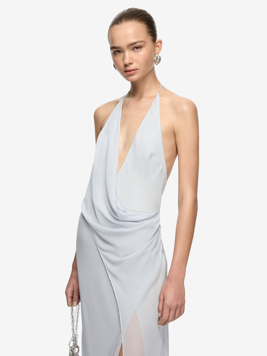 SABRINA DRAPE MAXI DRESS - BLUE SMOKE