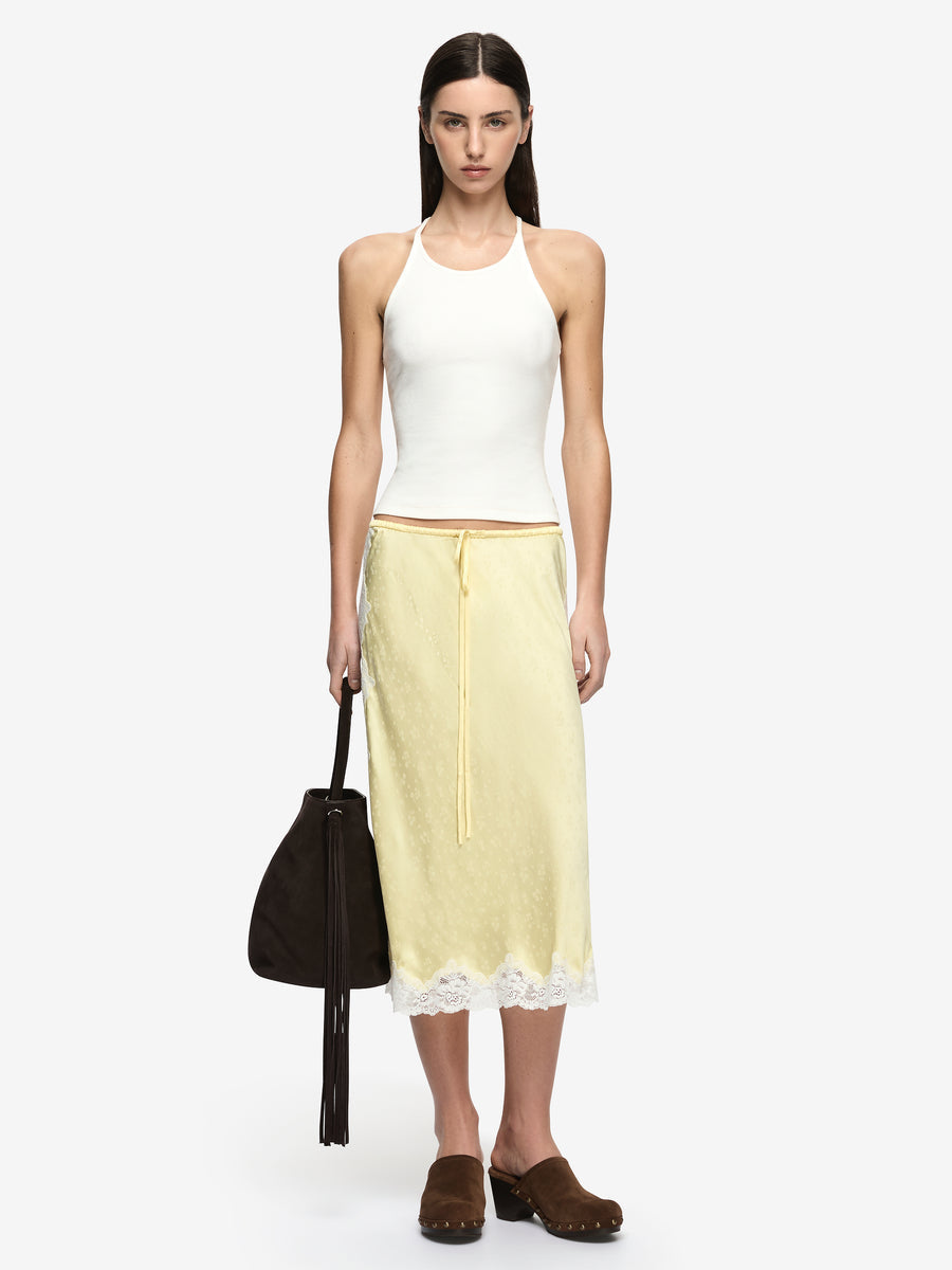 ZANA MIDI SKIRT - LEMON CREAM/IVORY