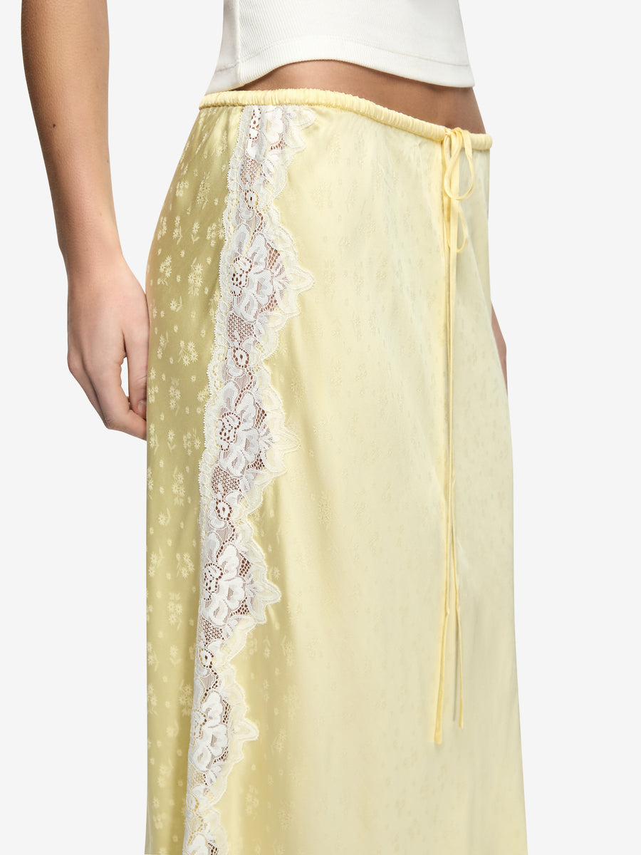 ZANA MIDI SKIRT - LEMON CREAM/IVORY