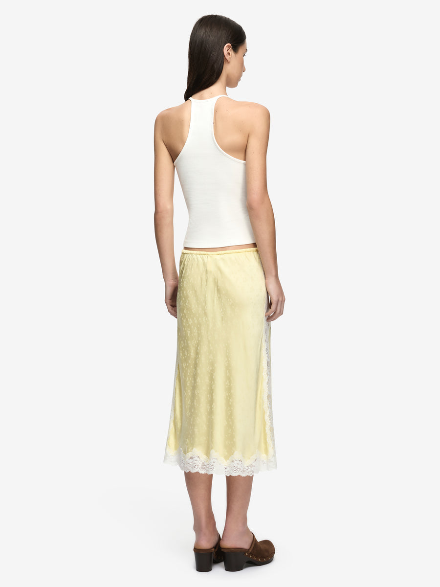 ZANA MIDI SKIRT - LEMON CREAM/IVORY