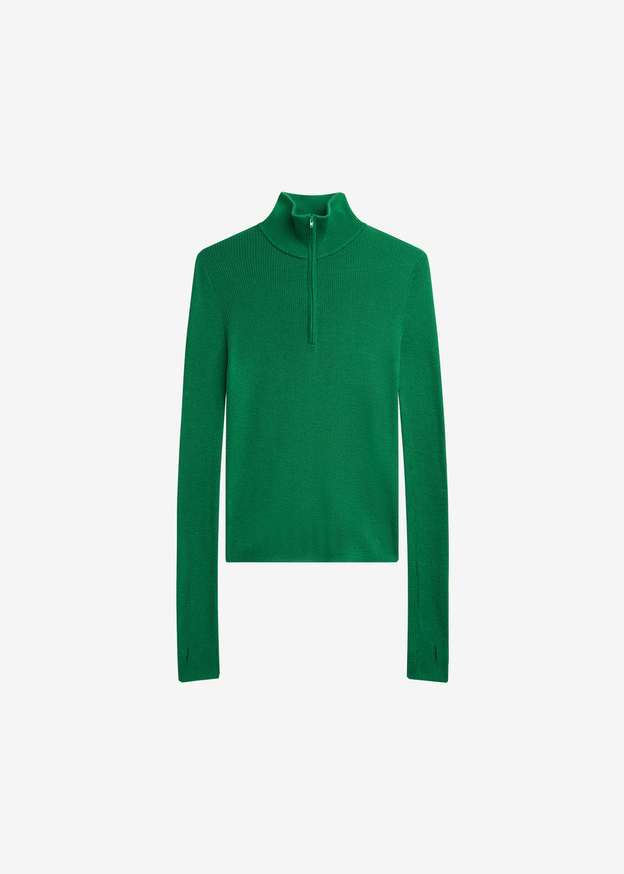 Sade Knit Zip Sweater - Green