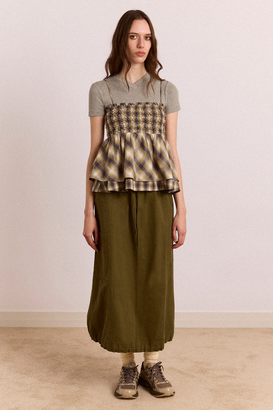 Vika Utility Midi Skirt - Olive