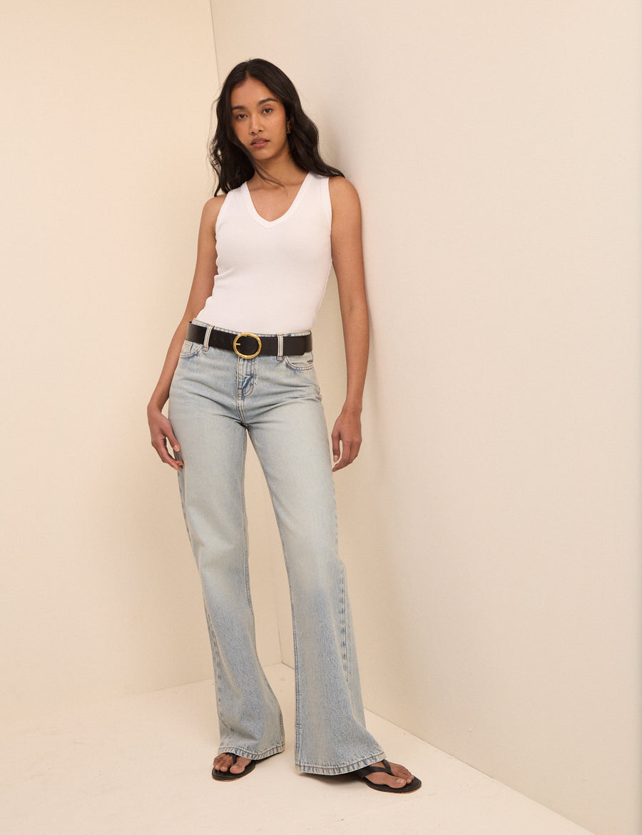 Light Blue Low Rise Penny Relaxed Flare Jeans