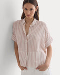 The Boxy Shirt in Washable Silk | Bone / Rose