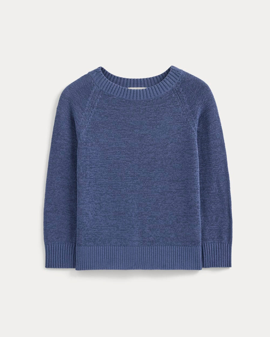 Wide-Neck Crew Sweater in Tape Yarn | Blue Dusk
