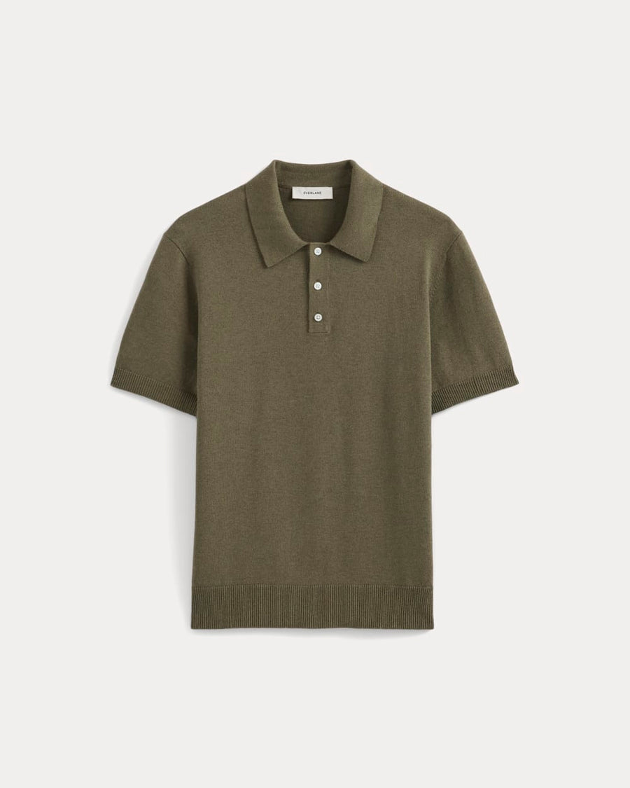 No-Sweat Sweater Polo | Heathered Olive Night