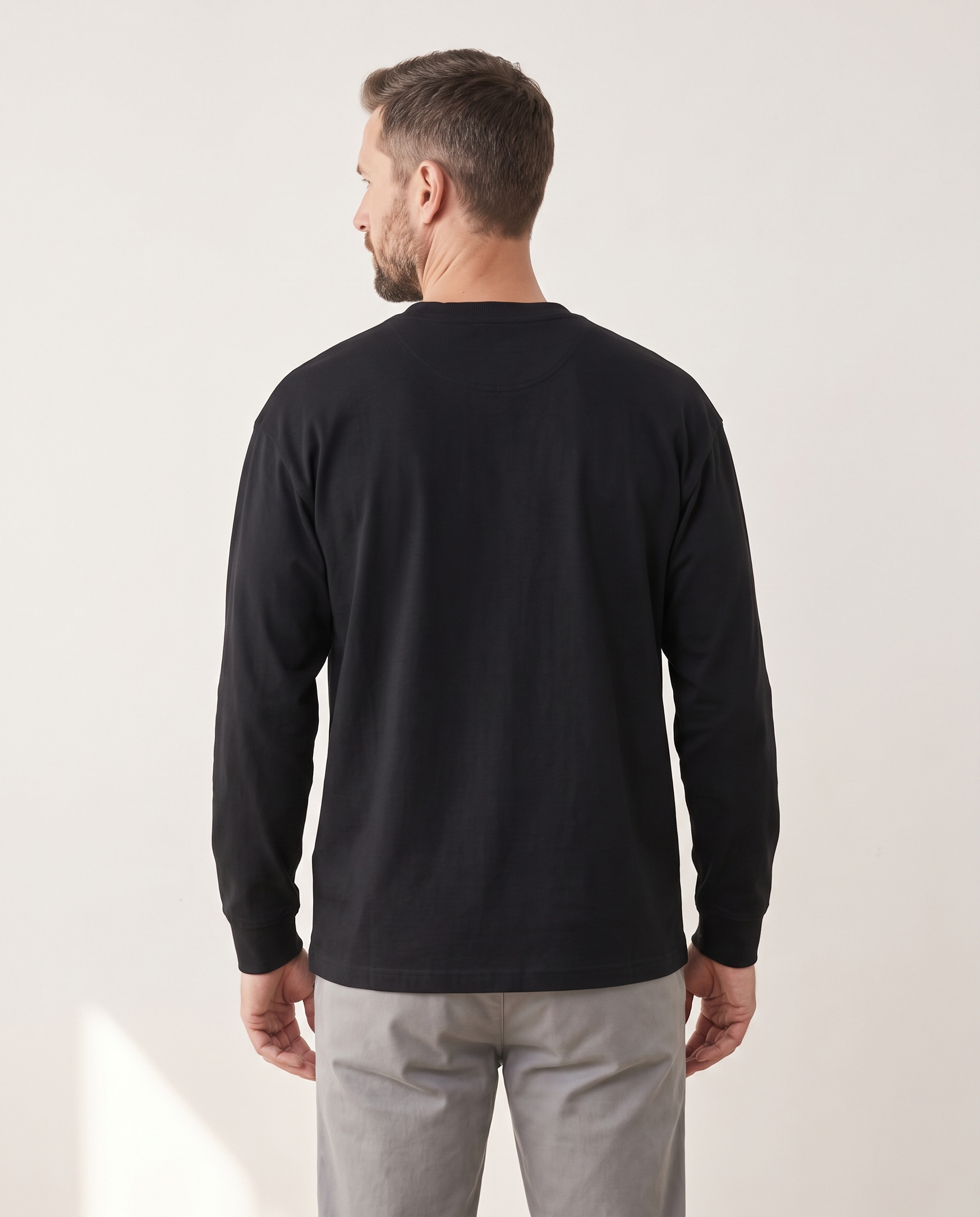 The Heavy Long Sleeve in black, back view