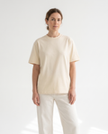 color::Apricot|The Everyday Tee in apricot, front, on model