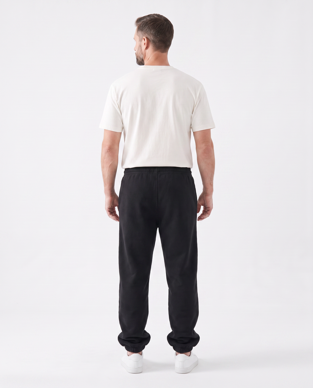 The Heavy Sweatpant in black, back view