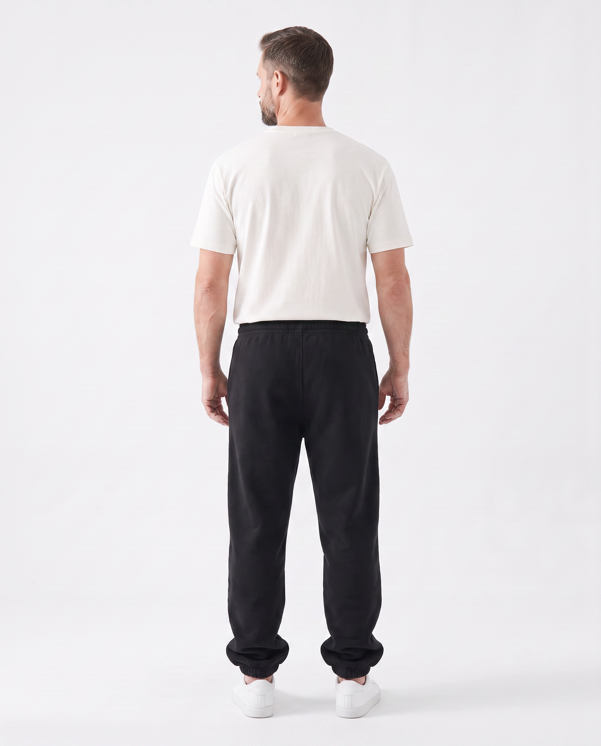The Heavy Sweatpant in black, back view