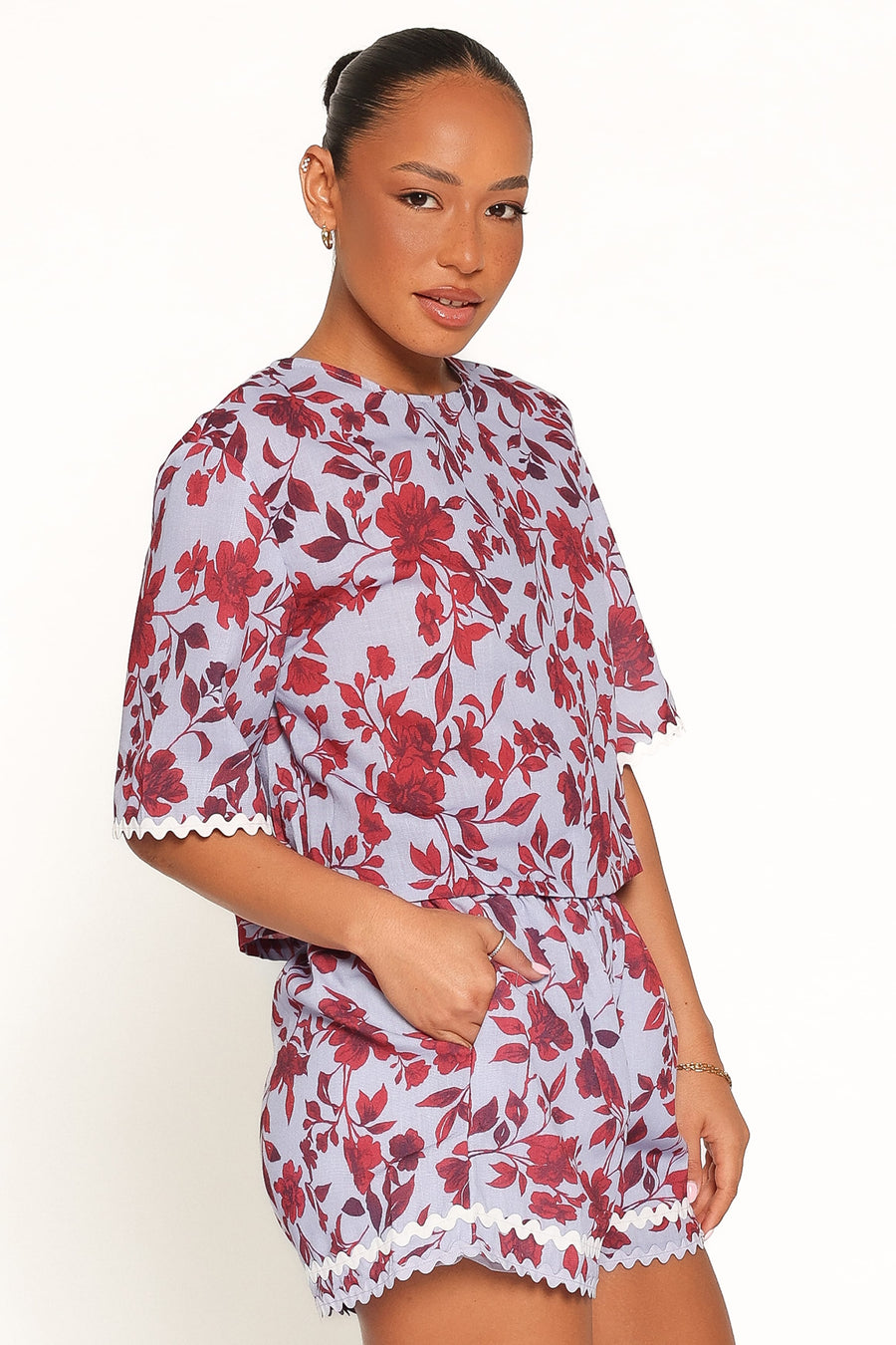 Hilde Short Set - Burgundy Floral