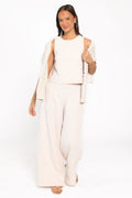 Jillian Smocked Pant Set - Beige Gingham