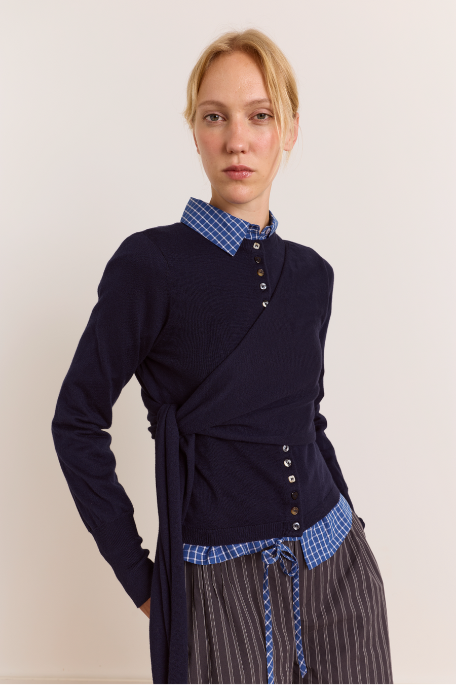 Venna Wrap Cardigan - Navy