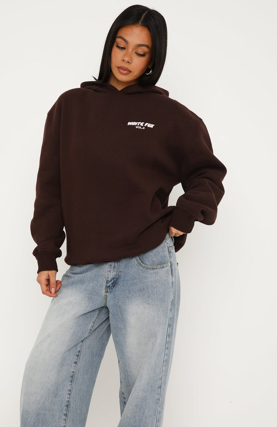 Offstage Printed Oversized Hoodie Chocolate